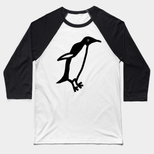 Cute Jumping Penguin Black Line Drawing Doodle Animals Baseball T-Shirt